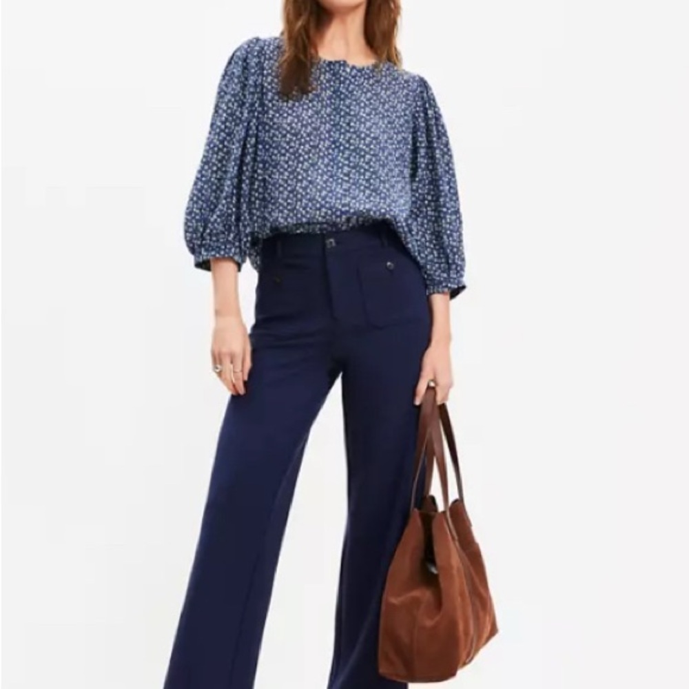 Ann Taylor LOFT The Palmer Wide Leg Pants, Navy Blue.  NWT